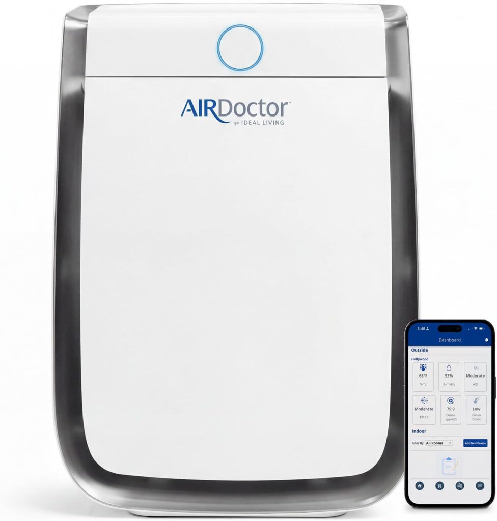 AIRDOCTOR 3500i Intelligenter Luftreiniger für Wohn- und Schlafzimmer, 3-stufige Filterung mit Vorfilter, UltraHEPA, Kohlenstoff/VOC, fängt Partikel ein, die 100 mal kleiner sind als der
