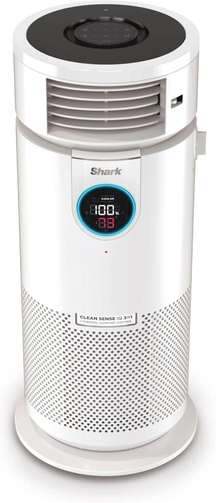 Shark 3-in-1 Clean Sense Luftreiniger, Heizung & Ventilator, HEPA-Filter, 500 m², oszillierend, fängt 99,98% der Partikel für saubere Luft, Staub, Rauch und Allergene, weiß, HC450