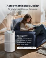 COWAY Luftreiniger für große Räume, CADR 713 m³/h, reinigt 148 m² in 30 Min., HEPA Filter gegen Rauch, Allergien, Tierhaare, Gerüche, PM10-Sensor, Energiesparmodus, AIRMEGA 350 Weiß